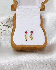 Brinco de Ouro 18K com Zircônia