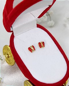 Brinco de Ouro 18K Infantil Borboleta Esmaltado