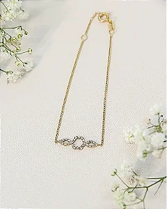 Pulseira de Ouro 18K com Flor Cravejada