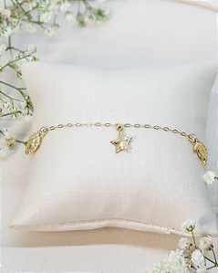 Pulseira de Ouro 18K Infantil com 3 Penduricalhos