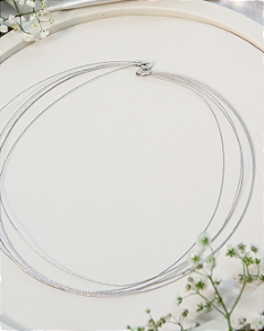 Gargantilha de Ouro Branco com 5 Aros