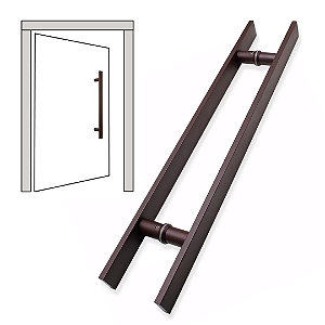Puxador  Duplo 70cm Aço Corten  - Porta Vidro, Madeira