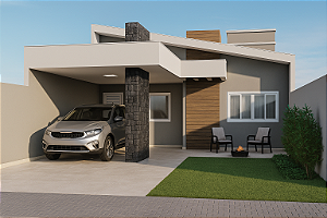 CASA TÉRREA MODERNA, COM 02 QUARTOS, TERRENO 8x25, 80m2 E FACHADA MODERNA