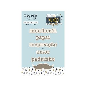 Coleção Meu Mundo Azul - Aplique Decorativo em Madeira - MEU HEROI - Decore Crafts