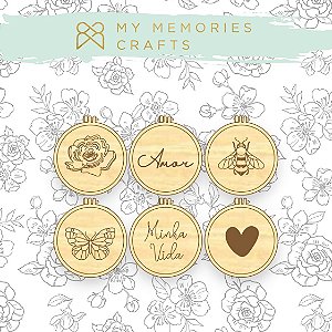 Colecao Minha Vida -  Apliques Mini Bastidores Madeira - My Memories Crafts
