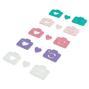Colecao COLORFUL - Acrilico MINI CAMERAS  (10 pcs) - Carina Sartor
