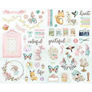 Colecao COLORFUL - Cartela Chipboard Elementos  COR12 (60 pcs) - Carina Sartor