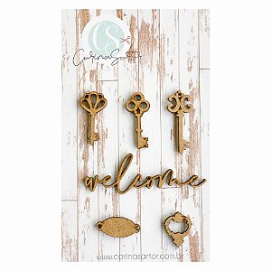 Apliques em MDF adesivados  (Chaves, Welcome) - WAI23 - Carina Sartor