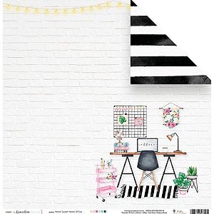 Colecao Quarentena Criativa - Papel Home Sweet Home Office - Juju Scrapbook