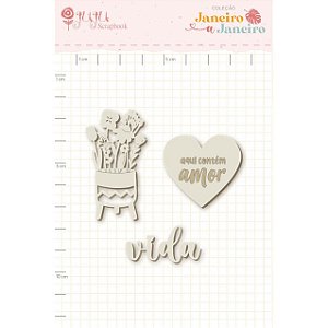 Colecao Janeiro a Janeiro - Enfeite Off-White Contem Amor - Juju Scrapbook