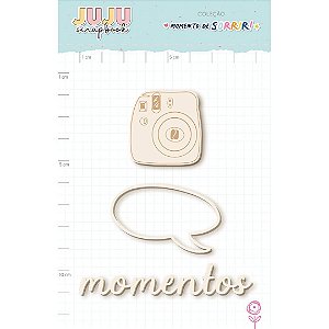 Colecao Momento de Sorrir - Enfeite Chipboard Off-White Melhores Momentos - Juju Scrapbook