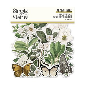 Coleção Simple Vintage Weathered Garden - Floral Bits & Pieces (Die Cuts) - Simple Stories