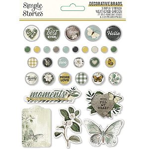 Coleção Simple Vintage Weathered Garden - Decorative Brads - Simple Stories
