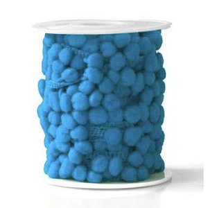 Fita Grelot (pompom) 8mm - Azul Turquesa - Cor 13
