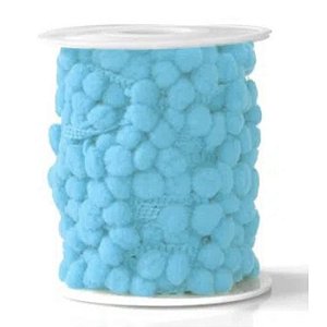 Fita Grelot (pompom) 8mm - Azul Bebê (Cor 12) - A&M