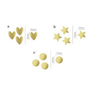 Coleção Uma Nova Primavera - Mini Apliques Acrilico Dourado - Coração/Estrela/Circulo - Decore Crafts