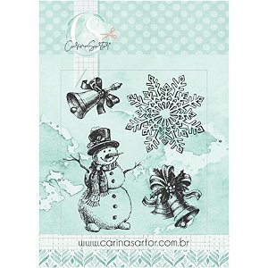 Colecao NOEL - Carimbo G - BONECO DE NEVE (4pçs) - Carina Sartor