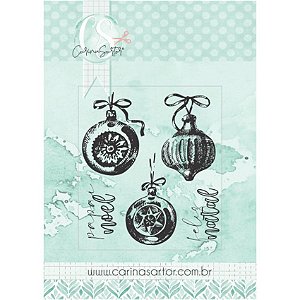 Colecao NOEL - Carimbo M BOLAS DE NATAL (5pçs) - Carina Sartor