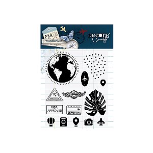 PROMO - Coleção Alem do Horizonte - Carimbo ELEMENTOS VIAGEM - Decore Crafts