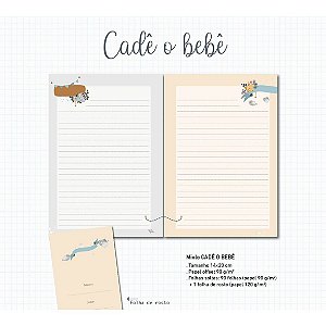 Miolo para Caderno - Cadê o Bebê (140x200mm) - Papel Bonito