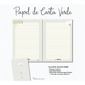 Miolo para Caderno - Papel de Carta Verde (140x200mm) - Papel Bonito