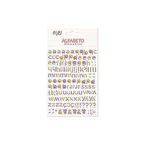Cartela de Adesivos Puffy - Alfabeto Lilas &amp; Amarelo - Juju Scrapbook