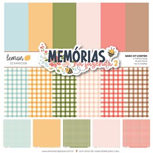 Coleção Memórias na Fazenda 2 - Bl. BASIC KIT LISOS (30,5x30,5cm) - Lemon Scrapbook