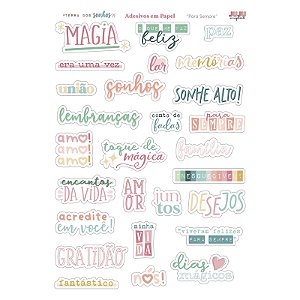 Coleção Terra dos Sonhos - Adesivos em papel Para Sempre - Juju Scrapbook