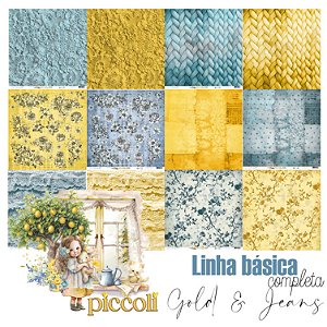 Colecao PICCOLI - Basico GOLD &amp; JEANS (6 folhas) - Carina Sartor