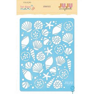 Coleção Lar Doce Mar - Stencil Conchinhas - Juju Scrapbook