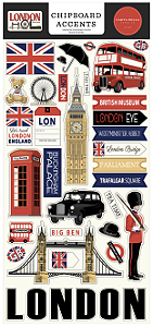 Coleção London - Chipboard Accents (6"x13") - Carta Bella