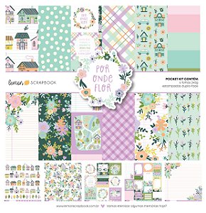 Coleção Por onde Flor -Pocket Kit 6 folhas - Bl 30,5 x 30,5 - Lemon Scrapbook