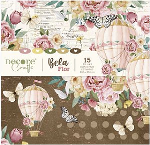 Coleção BELA FLOR - Bloco 9 folhas - 30,5 x 30,5 cm - Decore Crafts
