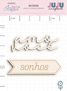 Coleção Doce Alegria - Adesivo em relevo Branco Amo Você - Juju Scrapbook