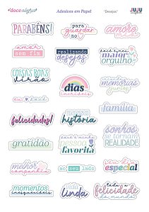 Coleção Doce Alegria - Adesivos em papel Desejos - Juju Scrapbook