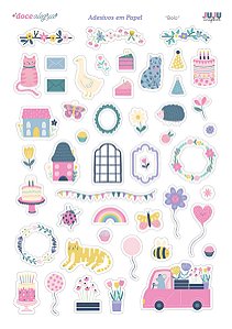 Coleção Doce Alegria - Adesivos em papel Bolo - Juju Scrapbook