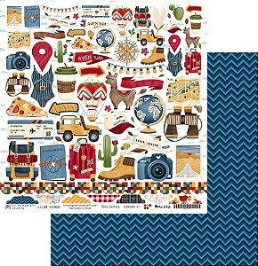 Coleção Minha Aventura - Folha 01 - 30,5x30,5 - MMCMAV-01 - My Memories Crafts