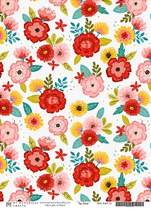Coleção Meu Amor - Papel Vegetal A4 - FLORES - My Memories Crafts - MAM-10