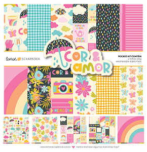 Coleção COR & AMOR - Pocket Kit 6 folhas - Bl 30,5 x 30,5 - Lemon Scrapbook