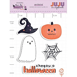 Coleção Hora dos Arrepios - Adesivo em relevo Acrílico - Chegou o Halloween - Juju Scrapbook