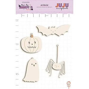 Coleção Hora dos Arrepios - Adesivo em Chipboard Branco - Monstrinhos - Juju Scrapbook