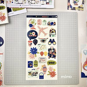 Coleção FAÇAS AS MALAS 2 - Cartela de Adesivo 14 x 28cm - Lemon Scrapbook
