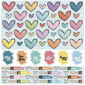 Coleção TODAS AS CORES - Folha Corações e Coraçõezinhos - Goodies