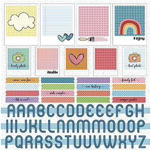 Coleção TODAS AS CORES - Folha Alfabetos e Moldurinhas - Goodies