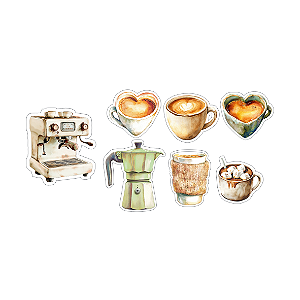 Colecao SINTONIA - Acrilico Aplique Cafe - 7 pecas - SIN14
