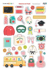 Coleção Tempos de Escola - Adesivos em papel - Hora da Escola - Juju Scrapbook