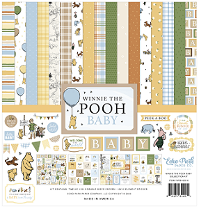 Kit Collection Winnie The Pooh Baby - Bloco 30,5x30,5 + Adesivos - EchoPark