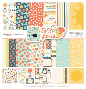 Coleção TO DE FÉRIAS - Pocket Kit 6 folhas - Bl 30,5 x 30,5 - Lemon Scrapbook