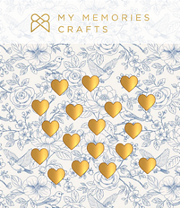 Coleção Minha Herança - Aplique em AcrÍlico CORAÇÕES DOURADOS - MHR-11 - My Memories Crafts