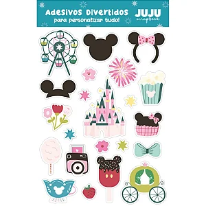 Coleção Um Mundo de Maravilhas - Cartela de Adesivos DTF Uv - Carruagem - Juju Scrapbook